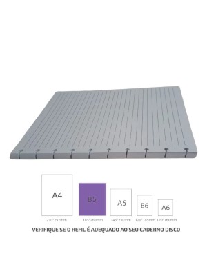 Refil para Caderno de Disco 50 Folhas Pautado – Folhas 25x18,5cm Compatíveis com Cadernos Inteligentes e Planners, Papel de Alta Qualidade