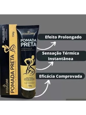 Pomada Preta Massageadora 150g Eco.Flora – Arnica, Cânfora, Mentol e Salicilato de Metila para Alívio Muscular Extremamente Forte