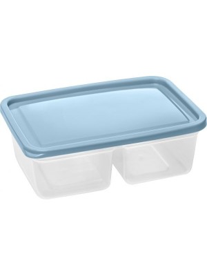 Organizador Slim com Divisória 1,2L – Pote Plástico Transparente com Tampa, 2 Compartimentos, Ideal para Geladeira, Despensa, Lanches e Organização