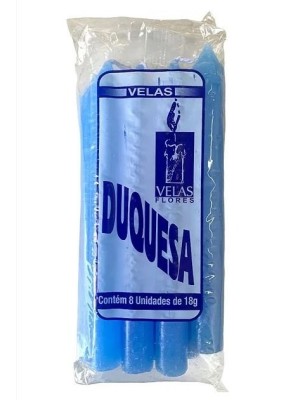 Vela Duquesa Azul Claro 18g com 8 Unidades – Velas Tradicionais para Oração, Meditação, Decoração e Emergências
