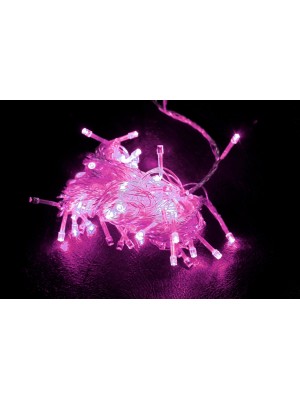 Pisca Led 100l Rosa 9m Fio Transparente 8 Funções 220v Para Decoração Natalina