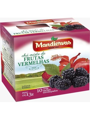 Chá Misto de Frutas Vermelhas Mandivervas 13g com 10 Sachês Envelopados — Sabor Intenso, Aroma Natural e Infusão Vibrante