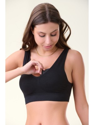 Top Preto Adulto M Sem Costura com Bojo Removível, Confortável, Anatômico e Ideal para Uso Diário