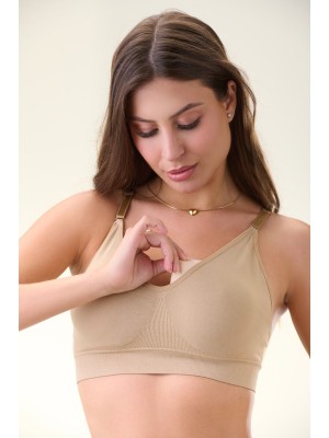 Sutiã Bege Adulto GG Sem Costura com Bojo Estruturado e Alças Removíveis, Confortável, Versátil e Ideal para Uso Diário