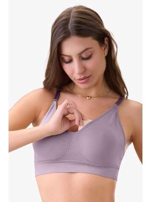 Sutiã Lavanda Adulto M Sem Costura com Bojo Estruturado e Alças Removíveis, Confortável, Delicado e Ideal para Uso Diário