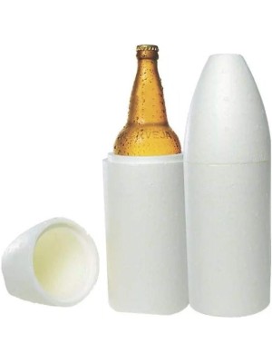 Porta Cerveja 600ml de Isopor Térmico Branco –  Ideal para Churrasco, Praia e Momentos de Lazer