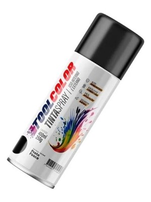 Tinta Spray Toolcolor UG Preto Fosco 400ml Alta Cobertura, Secagem Rápida e Acabamento Profissional