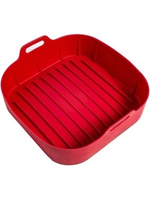 Forma de Silicone para Air Fryer Quadrada 16x5,5cm Reutilizável Antiaderente Resistente ao Calor para Forno e Micro-ondas