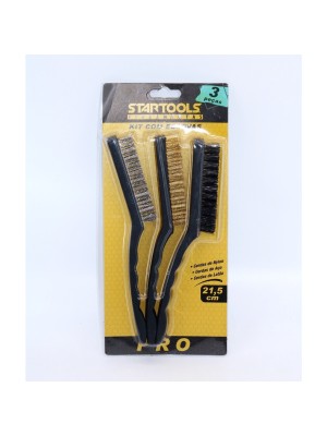 KIT DE ESCOVAS DE AÇO C/3 PÇS 21,5CM