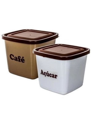 POTE MANTIMENTO QUADRADO 2 PCS CAFE/ACUCAR 2100 ML UN.