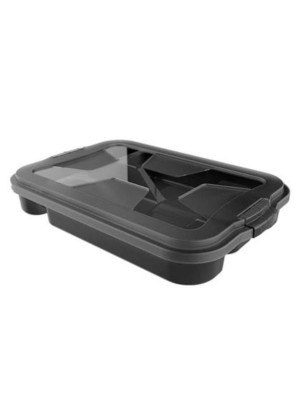 ORGANIZADOR DE TALHER 37X25,5X6CM C/ TAMPA E TRAVAS PRETO UN.